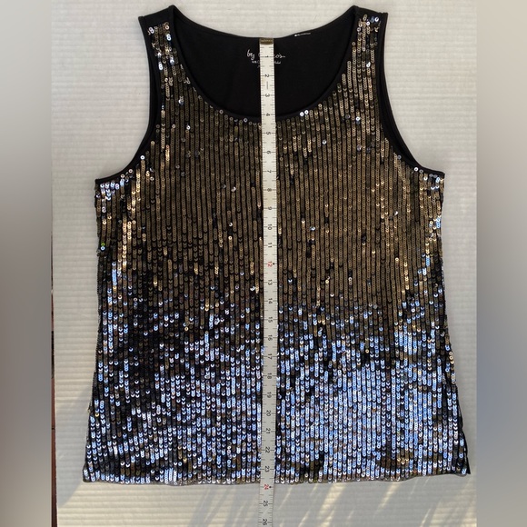 By Chicos Black Silver Ombré Sequin Front Tank Top Size 2 - Picture 5 of 7